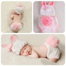 2pcs Newborn Photography Prop Animal Costume Outfits, Classic Knitted Baby Shower Easter Gift Sthings For Girls/Boys