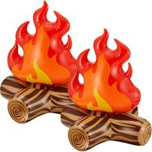 1/2/3/4pcs Fake Fire Decorations, Camping Photo Props, Inflatable Fake Campfire, Fake Flame Camping Decorations, Blow Up Fake Bonfire Party Decorations, Birthday Decorations, Artificial Flame Campfire For Christmas, Party, Festival Decor, Indoor Outdoor Camping Overnight And Scene Setting