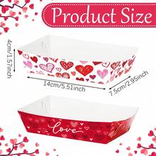 20 Pcs Valentines Food Trays Love And Heart Paper Snack Serving Tray Red Pink Romantic Theme Popcorn Hot Dog Hamburg Tray For Valentine's Day Wedding Birthday Movie Night Party Supplies - Multicolor - View 2