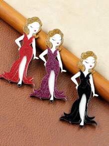 1 件优雅连衣裙女孩亚克力胸针，韩式和日式原创女士配饰 - 女孩 - 查看 2