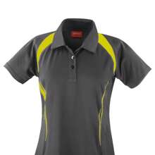 Womens/Ladies Team Spirit Polo Shirt (Grey/Lime) - 145gsm 100% Polyester - Grey - View 2