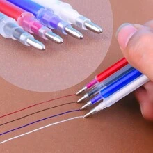 24pcs/Set 20 Mixed-Color High Temperature Disappearing Fabric Marking Pen Refills With 4 Pen Holders, Heat Erasable Pens For Sewing, Tailoring And Quilting (Random Red Ink Color)