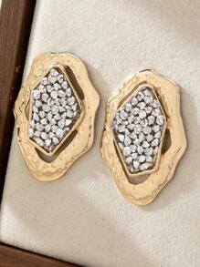 1 Pair Geometric Asymmetrical Shape Textured Fashionable Everyday Earrings