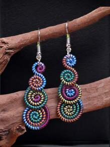 Handmade Colorful Retro Woven Rainbow Earrings, Fashionable Earrings For Women, Elegant Accessories For Home, Casual, Street, Party, Classic Souvenir, Ideal Gift For Valentine's Day, Birthday, Anniversary
