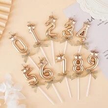 3D Crown Bow 0-9 Digital Candles Birthday Cake Candles Birthday Party Plugin Dress Up Candles