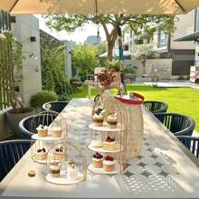1pc Elegant Metal Bird Cage Cake Stand, Rust-Proof Dessert Display, Serving Platter With Intricate Design, Suitable For Cupcakes, Cakes, Fruits, Snacks, Weddings, Parties, Home Decor, Jewelry And Cosmetic Storage