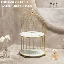 1pc Elegant Metal Bird Cage Cake Stand, Rust-Proof Dessert Display, Serving Platter With Intricate Design, Suitable For Cupcakes, Cakes, Fruits, Snacks, Weddings, Parties, Home Decor, Jewelry And Cosmetic Storage