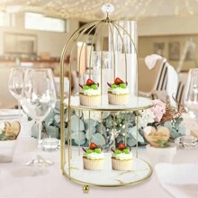 1pc Elegant Metal Bird Cage Cake Stand, Rust-Proof Dessert Display, Serving Platter With Intricate Design, Suitable For Cupcakes, Cakes, Fruits, Snacks, Weddings, Parties, Home Decor, Jewelry And Cosmetic Storage