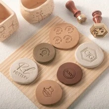 1 PC 4cm Custom Clay Stamp, Initial Ceramic Stamp With Wooden Handle, Custom Soap Stamp In Brass, Personalized Signature Brass Stamp For Pottery - Multicolor - View 7