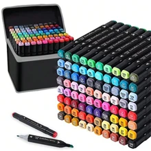 12/30/40/60/80/100/168 couleurs Marqueurs à base d'alcool, marqueurs à pointe double brosse et biseau pour bandes dessinées, croquis, fournitures scolaires d'art, ensemble de marqueurs en gros, pinceaux à aquarelle à base d'alcool pour les étudiants retour à l'école