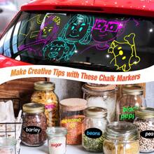 Window Chalk Markers For Cars Washable, 12/24/36/46 Colors Jumbo Liquid Chalk Marker With 6mm Thick Tips, Big Chalkboard Markers, Car Window Paint Markers Pen For Glass, Auto, Bistro, Mirror, Poster, Business