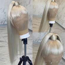 2025 New Popular #60 Ice Blonde Human Hair Wigs For Women Brazilian Hair 13x4 Transparent Lace Frontal Wigs Human Hair 150% Density Platinum Ash Blonde Frontal Wigs Preplucked Natural Looking Hairline With Baby Hair Around Let You More Natural Looking Can Wear Free Part/Center Part/Side Part Changed Into Easily Give You Different Styles Vave Christmas Wig New Year 16inch 20inch 22inch Wigs Halloween Costumes