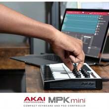 AKAI 25 Key USB MIDI Keyboard Controller MPK Mini MK3 With Backlit Pads Knobs Music Production Software White - White-MPKMinionly - View 8
