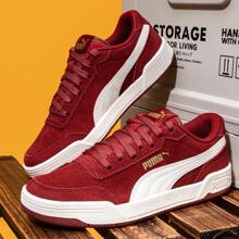 Puma Caracal SD 休閒鞋男鞋女鞋 復古低筒板鞋保暖運動鞋紅色鞋370304-25 - 大紅色-煙灰色-金色 - 查看 2