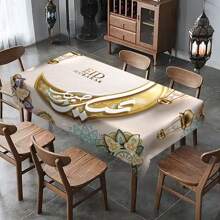 1 st Ramadan Kareem polyesterduk, konstdesign mån och lykta mandala tryckt bordsduk, rektangulär Eid Mubarak bordsduk, maskintillverkad, för inomhus och utomhus muslimska högtider, festlig inredning, ramadan heminredning, ramadan present - Multifärgad - Visa 5