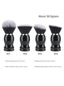 1pc Large Round Powder Brush, Makeup Brush For Powder, Foundation, Contour, Mushroom Shaped Plastic Handle - Black - View 2