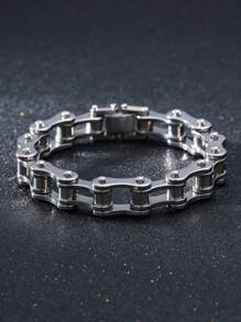 1 pièce Bracelet chaîne de vélo, bijou de main en acier inoxydable pour hommes et femmes, poli et coloré, style punk hip-hop, cadeau pour petit ami et petite amie - bracelet chaîne - Voir 15