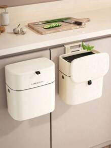 1pc Slimline Wall Mounted Trash Can - High-Capacity, Aesthetically Design With Lid - Space-Saving Garbage Can For Home Use - Perfect For Living Room, Toilet, And Kitchen - Multicolor - View 7