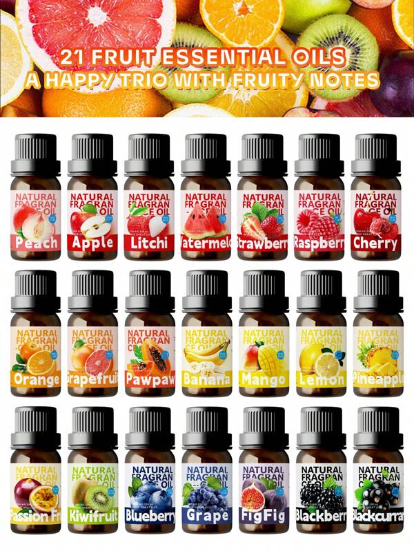 EMBRACEX. 21Style 10ml Fruits Fragrance Essential Oils Perfume For Women Home Perfume Aromatherapy Essential Oils Mango Grape Grapefruit Lemon Orange Apple Cherry Strawberry Litchi Peach Watermelon Pineapple Blueberry Raspberry Banana Fig Kiwifruit Pawpaw Blackberry Blackcurrant Passion Fruit Long-Lasting Fragrance Bestfriend Gifts Gift For Woman For Aroma Diffusers,Candles Making,Soaps