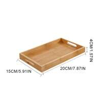 Wide Bamboo Organizer Tray Storage Bin With Handles For Cutlery Serving Spoons Cooking Utensils Teapot Teacup