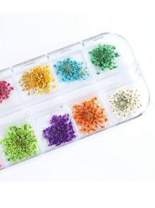 1盒12片装3D网格随机颜色美甲装饰片，清新DIY美甲装饰配件，美甲用品 - 彩色 - 查看 6