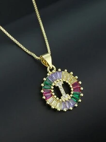Pingente de Letra Folheado a Ouro com Micro Pavê de CZ Arco-íris, Joias da Moda, Pingentes e Encantos com Inicial para Mulheres