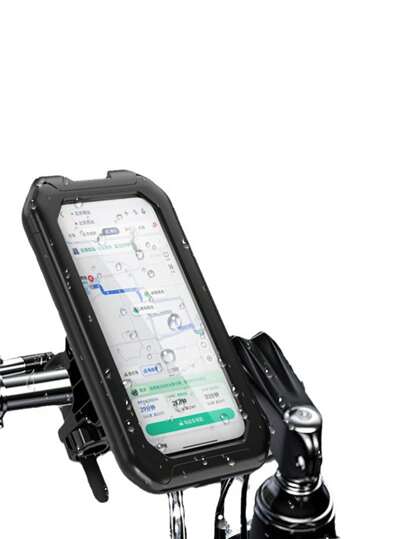 1pc Waterproof TPU Bicycle Phone Bag, With Handle Mounted Riding Bag, Equipped With A 360 ° Rotatable Smartphone Holder, Touch Screen Compatible Motorcycle Electric Bicycle Frame Phone Case, With Headphone Jack