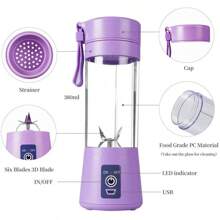 USB recargable 380ml exprimidor eléctrico portátil, agitador rápido, procesador de alimentos batidor, mini taza de jugo - Multicolor - Ver 5