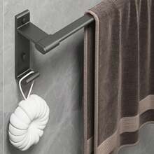 1pc No-Drill Towel Rack, Aluminum Alloy Bathroom Towel Bar, Gunmetal Grey Towel Holder, Bathroom Wall Mounted Rail, 4 Size Options: 30/40/50/60cm (11.81/15.75/19.68/23.62in), Bathroom Storage Shelf Home Bathroom Decor Bathroom Organizer Fall Decor Back To School