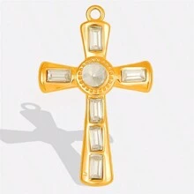 1 chiếc mặt dây chuyền hình thánh giá nhỏ nhắn, tinh tế, bằng thép không gỉ 304, đính đá và kim cương giả, dùng làm phụ kiện trang sức DIY, vòng cổ, bông tai, mạ vàng/bạc 18K. - S2027 - Xem 21