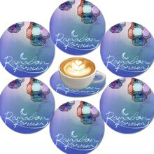6 pezzi di sottobicchieri decorativi in serie Ramadan Kareem colore lavanda con motivo a lanterna, spessi 10 cm/2mm in morbida gomma con fondo antiscivolo, ideali per tazze, casa, cucina e tavolo da pranzo, decorazione per cucina - Multicolore - Visualizzare 12
