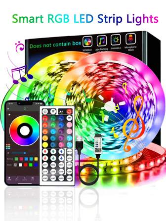 1 st 3,28 fot/9,8 fot/16,4 fot/32,8 fot/65,6 fot 44-knappars/24-knappars fjärrkontroll Smart appstyrd RGB5050 LED-remsa, flerfärgade ljusväxlande för fest, rum, kök, hem-TV, heminredning