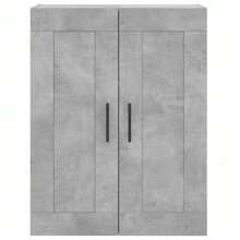 Ensemble de 2 armoires murales en bois d'ingénierie aspect béton gris, solutions de rangement modernes pour la cuisine ou le salon