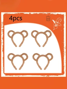 10pcs Bear Ear Plush Headbands, Cute Cartoon Ear Headbands, Fashionable Women's Headbands,Sweet Internet Celebrity Hair Band, Face Washing Headband,Suitable For Masquerade, Party, Birthday Party, Daily Dress Up, Photography, Cosplay (Brown)