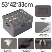 16 Pair Shoe Storage Organiser Box Shelf Rack Zipable Clear Cover Large Capacity, Shoe Collection - Grey - View 2