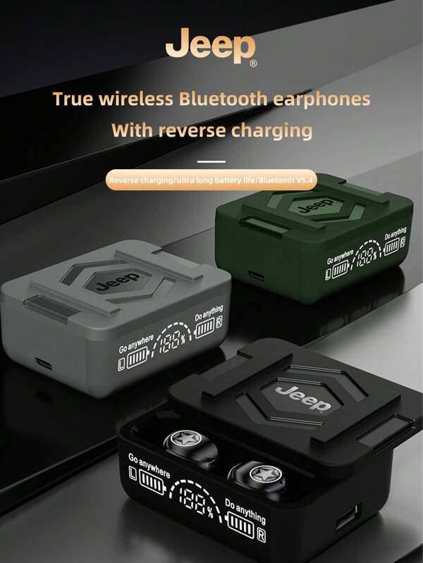 Jeep JEEP EW130 Fones de ouvido sem fio com clipe de ouvido e controle por toque para chamadas HD com microfone Fones de ouvido esportivos