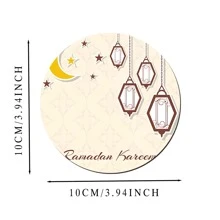 6 件斋月系列开斋节穆轻质米色节日祝福灯笼图案印花饮料杯垫，10 厘米/2 毫米厚橡胶软底圆形吸水橡胶杯垫，防滑背衬，适用于杯子的装饰杯垫，家庭厨房餐桌装饰