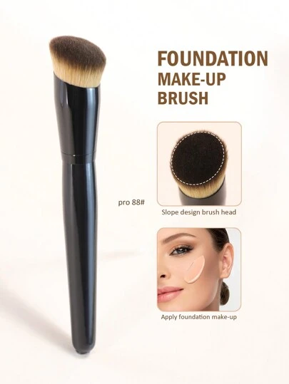 1pc Large Foundation Brush With Round Tip, Professional Synthetic Hair Makeup Brush For Contouring, Suitable For Liquids, Cream Colors, Powders, And Blends, Foundation Brush, Concealer Brush, Blush Brush, Contour Brush, Blush Brush, Bronzer Brush, Powder Brush, Foundation Brush, Blush Brush, Giveaways