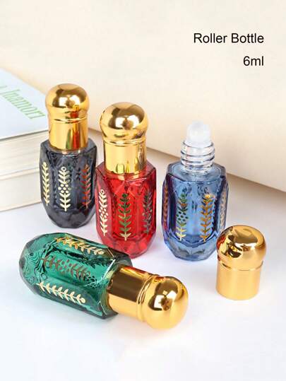 1支/2支/3支装 6毫升 多色盖滚珠香水可填充瓶，便携旅行装样品滚珠瓶玻璃小瓶