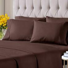 2100 Series Luxury Deep Pocket Bed Sheet Set 6-Piece - 巧克力棕 - 查看 2