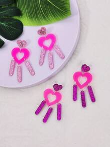 1 对超轻亚克力流苏心形耳环，时尚女性珠宝礼物，适合所有季节 - 情人節 - 查看 9