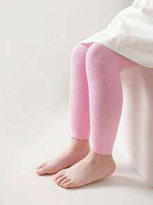 1 件女童纯色竖条纹七分紧身裤，适合日常穿着，四季皆宜