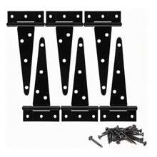 Bisagra Tipo T Caja 6 Pzs Bisagra 5 Pulgadas, Accesorios de Montaje de Puertas, Bisagras de Puerta de Granero con Tornillos de Fijación, para Granero, Cercas de Madera, Patio (negro) - Negro - Ver 7