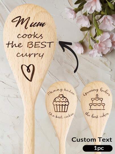 1pc, Personalized Wedding Wooden Spoons Unique Bridal Shower And Couple Gifts, Customized Initial Wooden Cooking Spoons Initial Letter Kitchen Decor Gifts, Custom Monogrammed Birthday Gifts For Women Mom Friend Housewarming Wedding Cooking Spoons, Custom Engraved Party Favors, Multi-Functional, Adjustable, Anti-Mold, Ornamental, Reusable