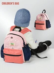 Mochila Escolar com Contraste de Cores, Mochila para Crianças Pequenas, Mochila para Jardim de Infância, Mochila para Criança de 4 a 8 Anos, Bolsa para Criança do Ensino Fundamental, Mochila Infantil com Estampa de Desenho Animado, com Alça Ajustável, Mochila Leve para Uso Diário, Mochila Fofa de Viagem para Crianças para Escola, Acampamento, Caminhada