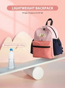 Mochila Escolar com Contraste de Cores, Mochila para Crianças Pequenas, Mochila para Jardim de Infância, Mochila para Criança de 4 a 8 Anos, Bolsa para Criança do Ensino Fundamental, Mochila Infantil com Estampa de Desenho Animado, com Alça Ajustável, Mochila Leve para Uso Diário, Mochila Fofa de Viagem para Crianças para Escola, Acampamento, Caminhada