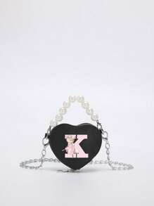 A Mini Stylish, Cute And Elegant Love Mini Bag, A-Z 26 Little Ballet Letter Prints, Faux Pearl Handbag, PU Shoulder Crossbody Bag, Lipstick Coin Purse. You Can Regard It As A Lipstick Coin Purse, Which Can Be Carried On One Shoulder Or Crossbody. Suitable For Use When Going Out To Traveling And Shopping. Christmas, Thanksgiving, Valentine's Day, Friday Gifts. The Best Gift. Romantic. - B9189 Black Bag-023 Deep Pink Ballet - View 10