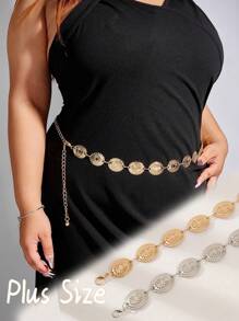 1pc Plus Size Fashion Waist Chain, Retro Boho Chic Floral Retro Patterned Waist Belt, Accessory For Dresses, Suits, Jeans, Suitable For Daily, Party, Vacation, Gift For Friends, Mothers, Girlfriends, Birthdays, Valentine's Day Summer School