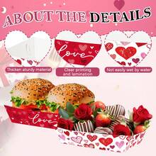 20 Pcs Valentines Food Trays Love And Heart Paper Snack Serving Tray Red Pink Romantic Theme Popcorn Hot Dog Hamburg Tray For Valentine's Day Wedding Birthday Movie Night Party Supplies - Multicolor - View 8
