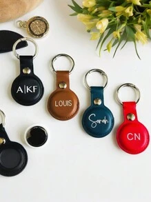 Personalized AirTag Holder, Custom AirTag Keychain, Vegan Leather AirTag Keychain, Custom AirTag Case, Connected Gift For Men, Couple Gift - Multicolor - View 13